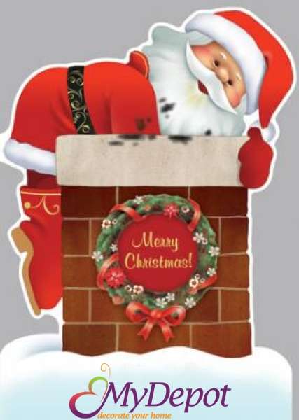 Картичка с плик ВС &ldquo;Дядо Коледа върху комин&ldquo; 130Х240 ММ