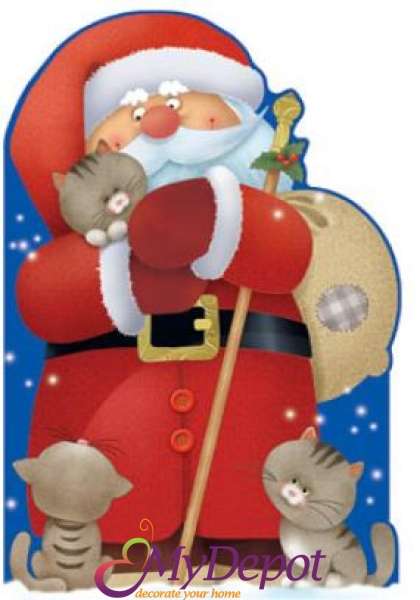 Картичка и плик ВC &ldquo;Дядо Коледа с коте&ldquo; 130X240MM