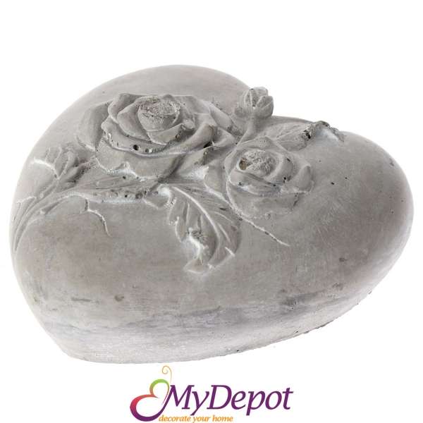 Керамично сърце, сиви рози, 16х16х8 см