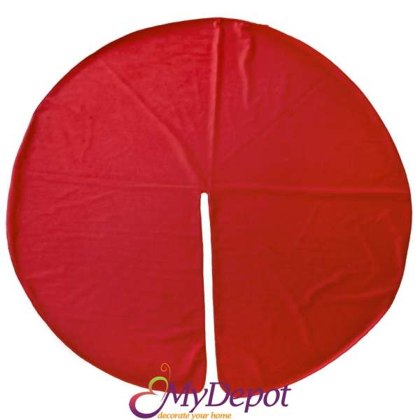 Велурено червено килимче за под елхата, Ф 90 см