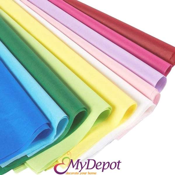 Комплект 100 листа ТИШУ разноцветна хартия, 50х70 см, 18 гр.