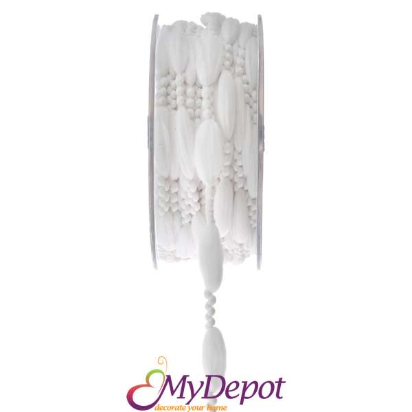 Панделка гривна от памук в бял цвят. Размер: 15 мм Х 20 метра