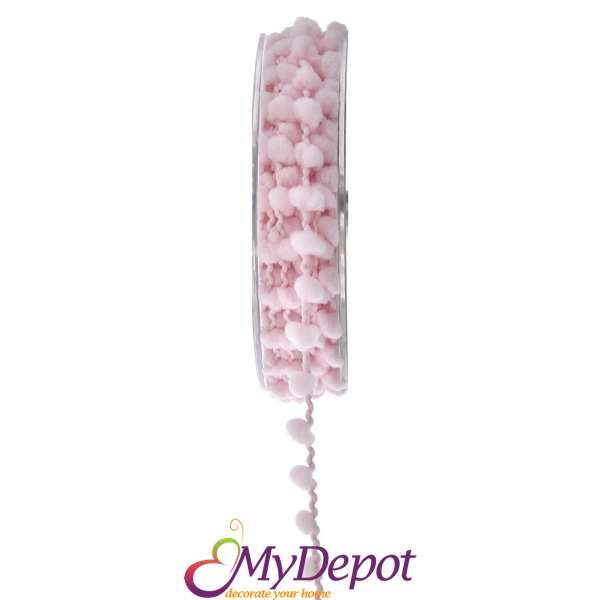 Панделка от розови памучни топчета. Размер: ширина 1 см. дължина 20 метра