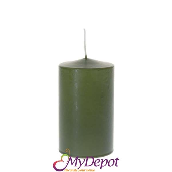 Свещ цилиндър, тъмно зелена, 7х12 см