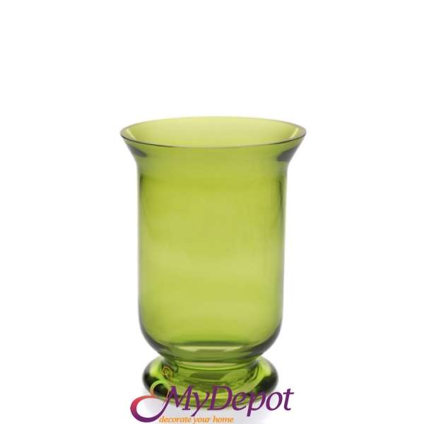 Стъклена ваза, зелена, 13х20 см