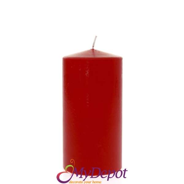 Свещ цилиндър червена,9х18 см