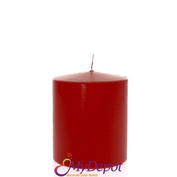 Свещ цилиндър - червена, 12х14 см