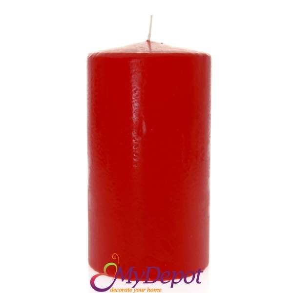 Свещ цилиндър,червена,12х22 см