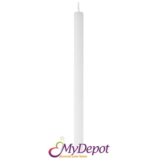 Великденска свещ, квадрат, бяла, 34 см