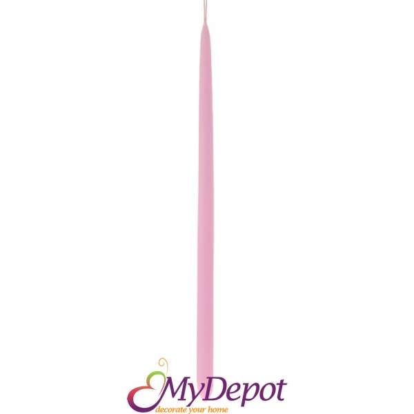 Великденска свещ мат, розова, 35 см
