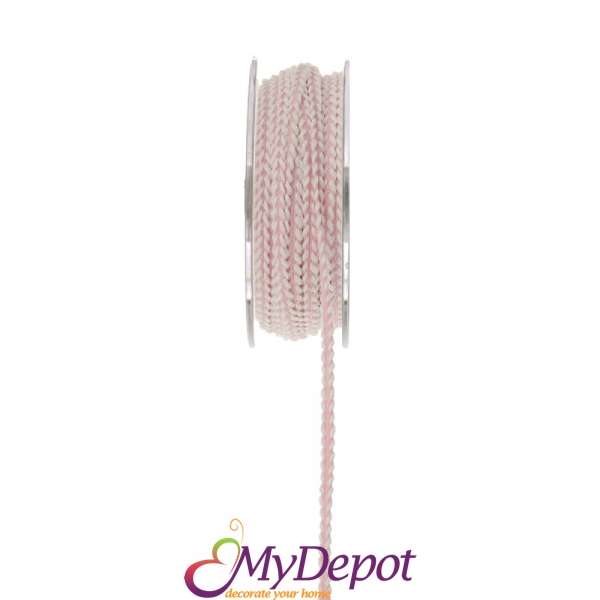 Панделка плитка, бяло и розово, 6ммх18.2М