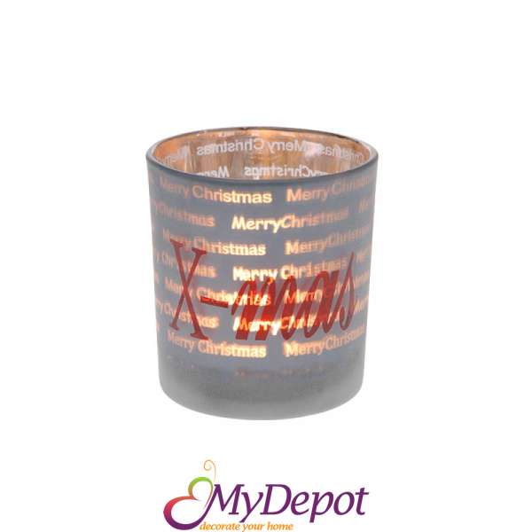 Стъклен свещник мат, 8х7.5 см