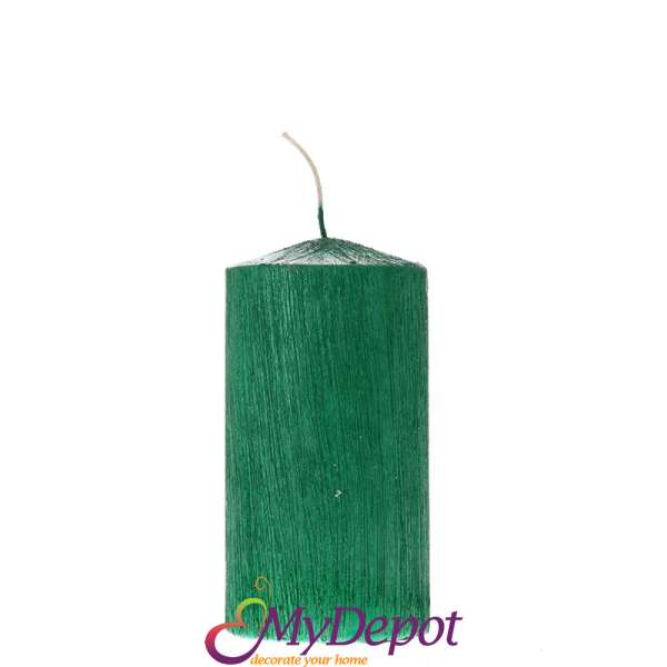 Свещ колона, зелена, 7х14 см