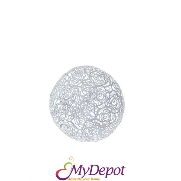 Метална топка от рози, бяла,  Ф15 см