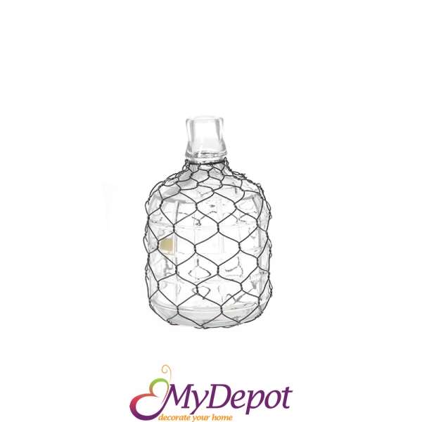 Стъклена бутилка с мрежа, 12х19 см