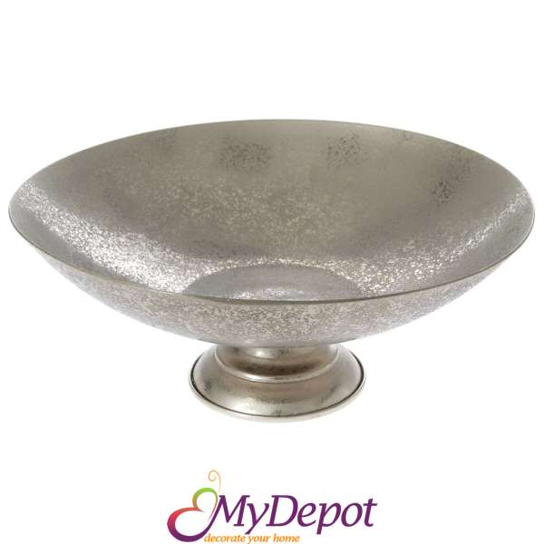 Метална купа столче сребро диаметър 38Х15СМ
