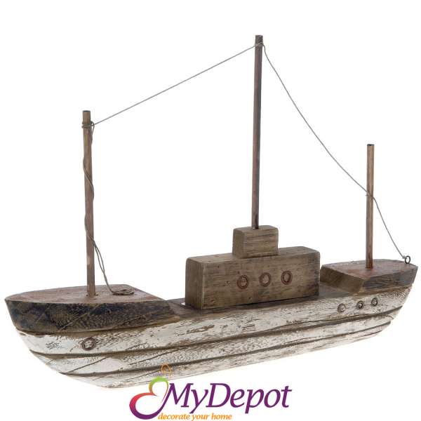 Дървен кораб, 51х8х35 см