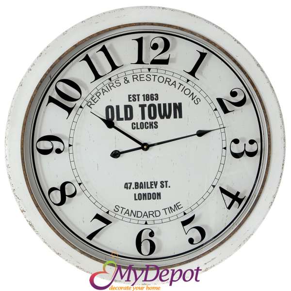 Часовник MDF, OLD TOWN, бял, 78 см