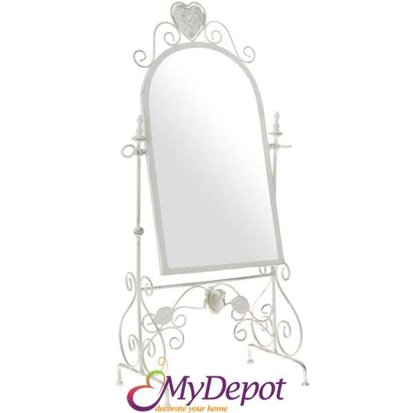Бяло огледало с метална рамка, 31х60