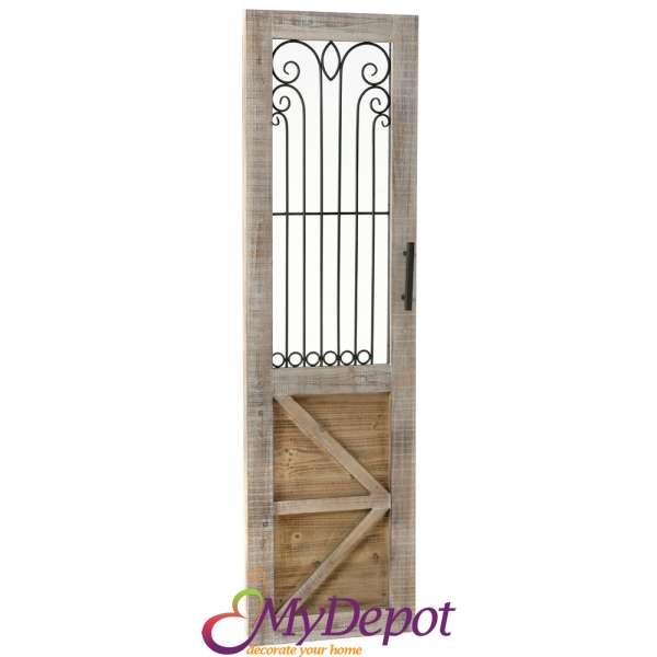 Дървена врата с метални елементи, 53х183 см
