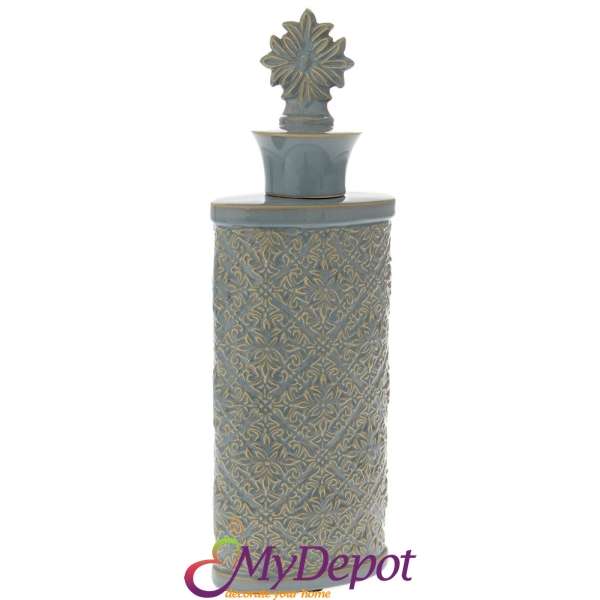 Керамична ваза с капаче, 15х9х45 см