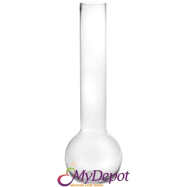 Стъклена ваза колба, Ф 20х60 см