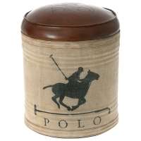 Табуретка от кожа и плат, беж и кафяво, 36х36х42 см