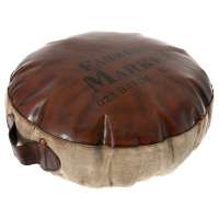 Табуретка от кожа и плат, беж и кафяво, 50х20 см