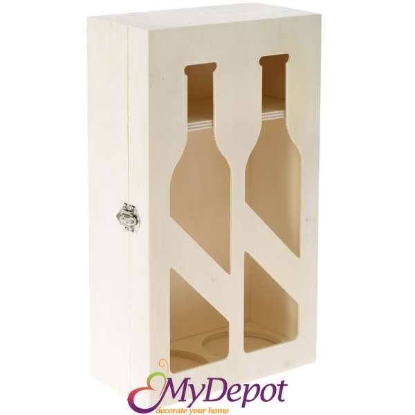 Кутия за вино, дърво,резба, 35х20х10 см