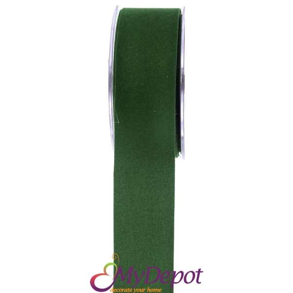 Панделка кадифе /едностранна/ ,т.зелена, 4,3 см х 9,1М