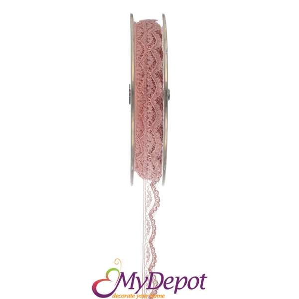 Панделка от розова дантела, 1,3х18,20 метра