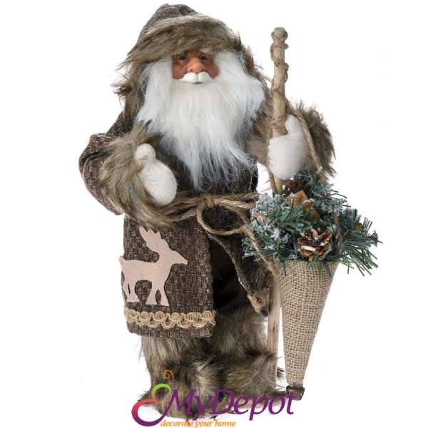 Фигура Дядо Коледа с кафяви одежди, 30 см