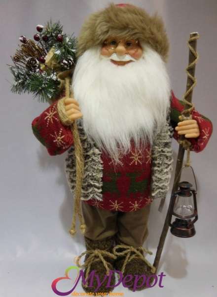 Фигура Дядо Коледа с червен костюм, 60 см