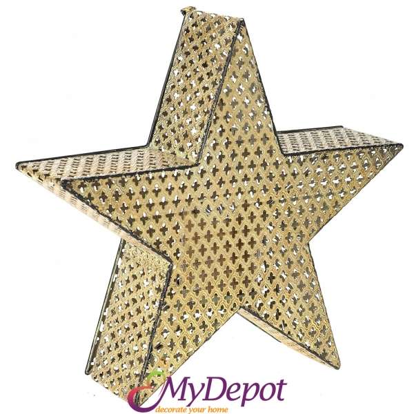 Метална звезда светилник, злато, 37х10х35 см