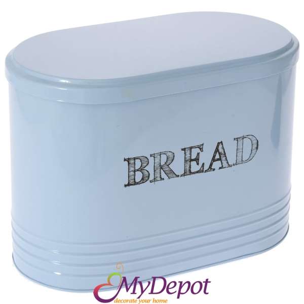 Кутия за хляб, метал, синя, 33х19х24 см