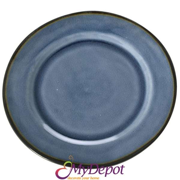 Керамична чиния, синя, Ф 22 см