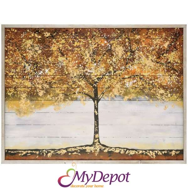 Картина масло, принт, есенно дърво, 90х120см