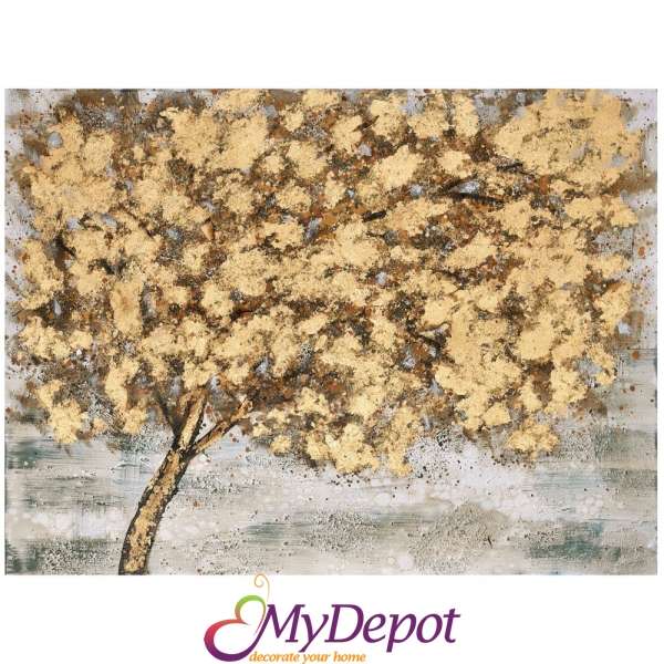 Картина масло, принт, златно дърво , 90х120см