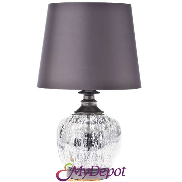 Нощна лампа със стъклен глобус, тъмно сива ,58см