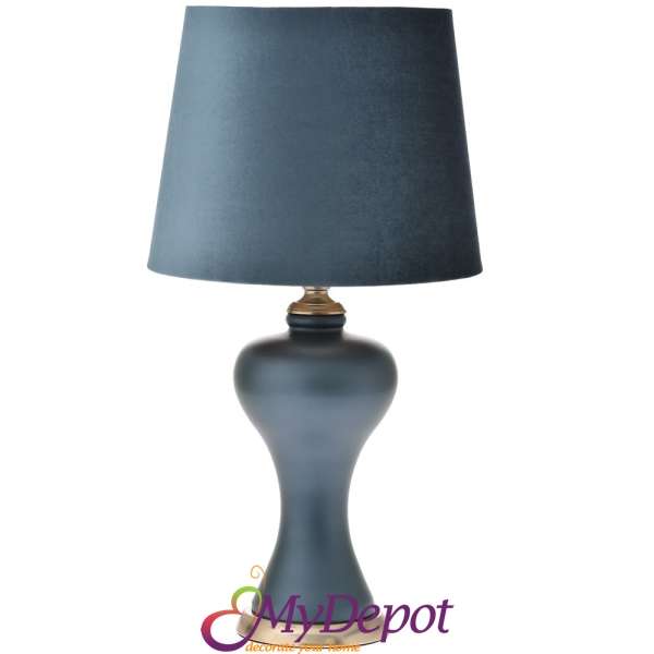 Нощна лампа със стъклен глобус, тъмно синя ,65см