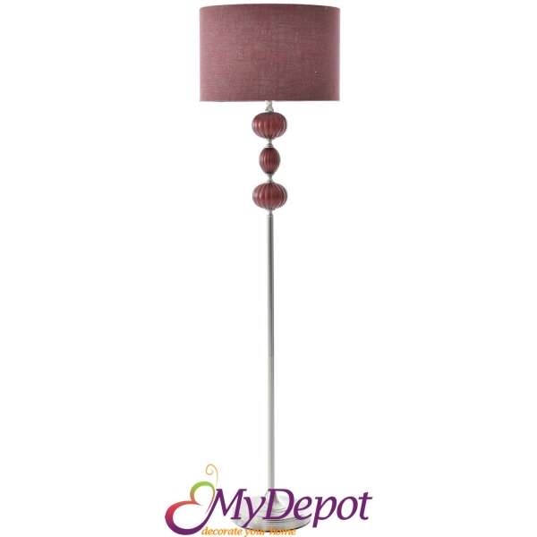 Стояща лампа със стъклен глобус, червена , 163 см