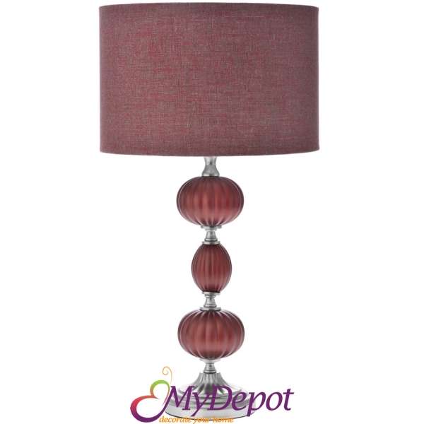 Нощна лампа със стъклен глобус, червена ,65см