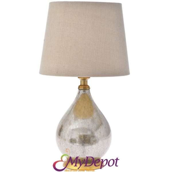 Нощна лампа със стъклен глобус, злато ,64 см