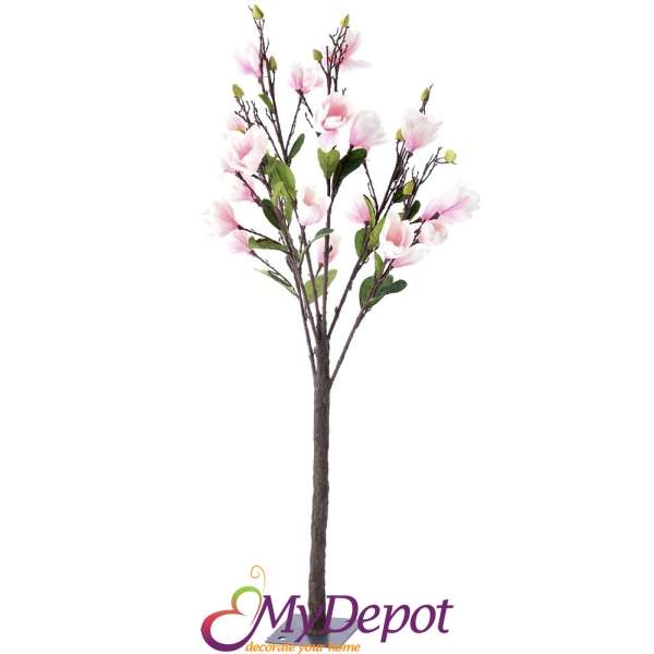 Изкуствено дърво магнолия, розова, 140 см