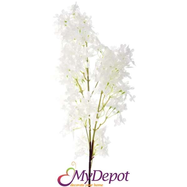 Изкуствено клонче, бели цветчета, 120 см