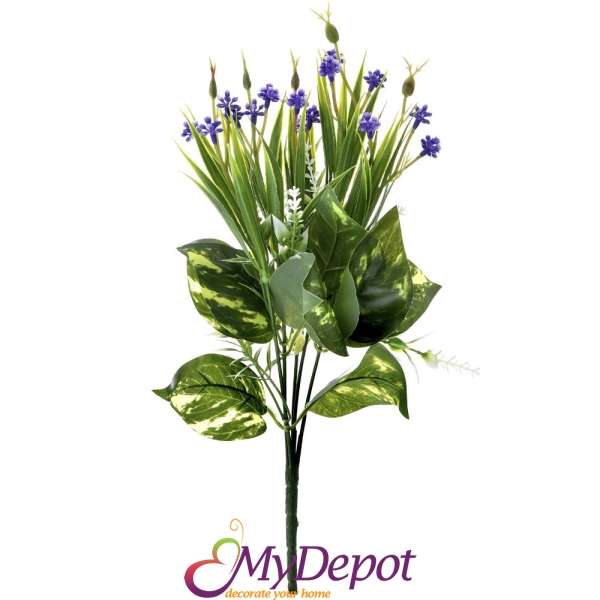 Букет от изкуствени цветя, лила, 30 см