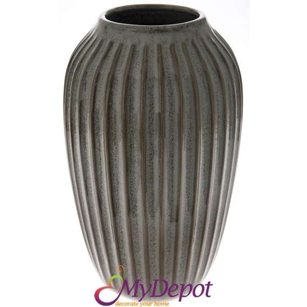 Керамична ваза, сиво, ф18х29 см