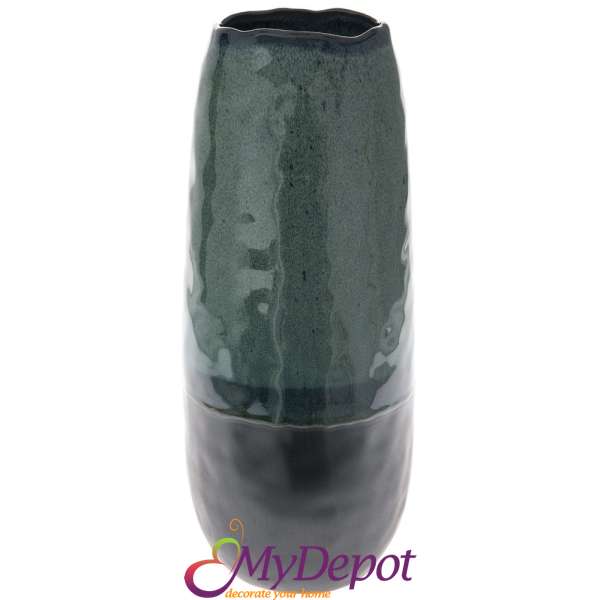 Керамична ваза, сиво/синьо, ф18х41 см