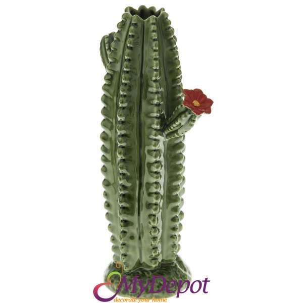 Керамична ваза, зелен кактус, 18х11х34 см