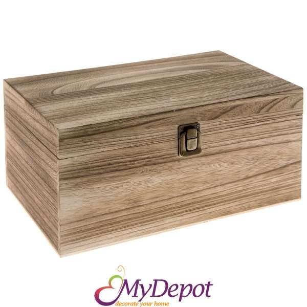 Дървена кутия, к-т 2 бр.натурал, 30х18х15см